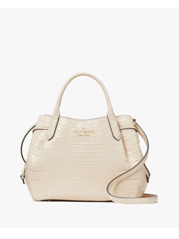 Kate Spade Dumpling Croc Embossed Small Satchel In Bare