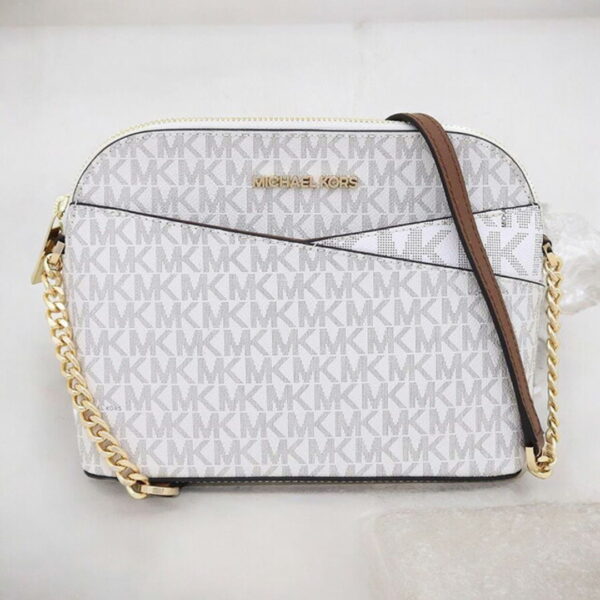 Michael Kors Jet Set Travel Medium Logo Dome Crossbody Bag In Vanilla