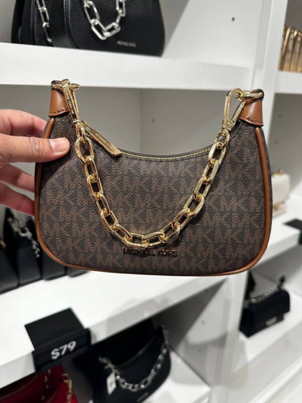 Michael Kors Cora Mini Zip Pouchette in Signature Brown