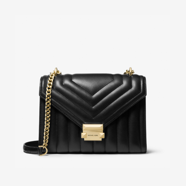 Michael Kors Whitney Medium Quilted Flap Shoulder Bag In black