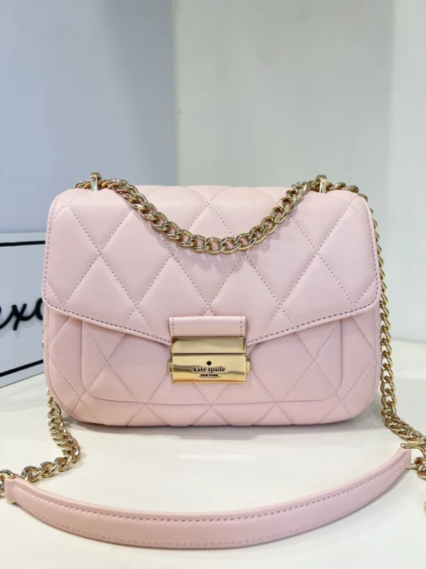 Kate Spade Carey Smooth Quilted Leather Small Flap Shoulder Bag Pink