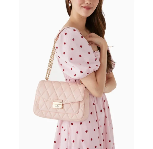 Kate Spade Carey Smooth Quilted Leather Small Flap Shoulder Bag Pink - Image 3
