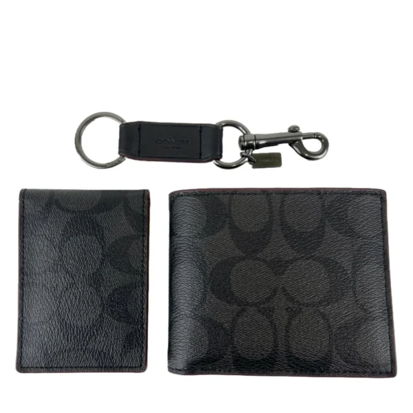 Coach F41346 Boxed 3-in-1 Wallet Gift Set In Signature Canvas Black Oxblood - Image 2