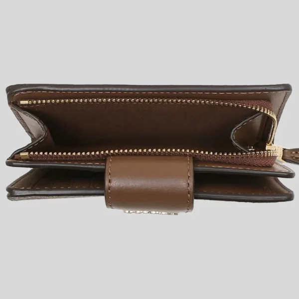 Coach Medium Corner Zip Wallet C0082 Signature Khaki Saddle - Image 2