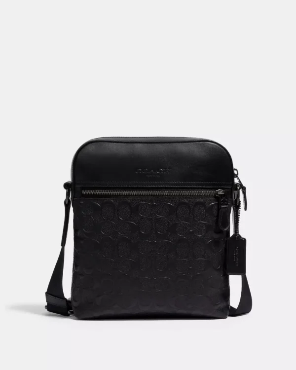 Coach Men Houston Flight Bag In Signature Leather In Black (4009)
