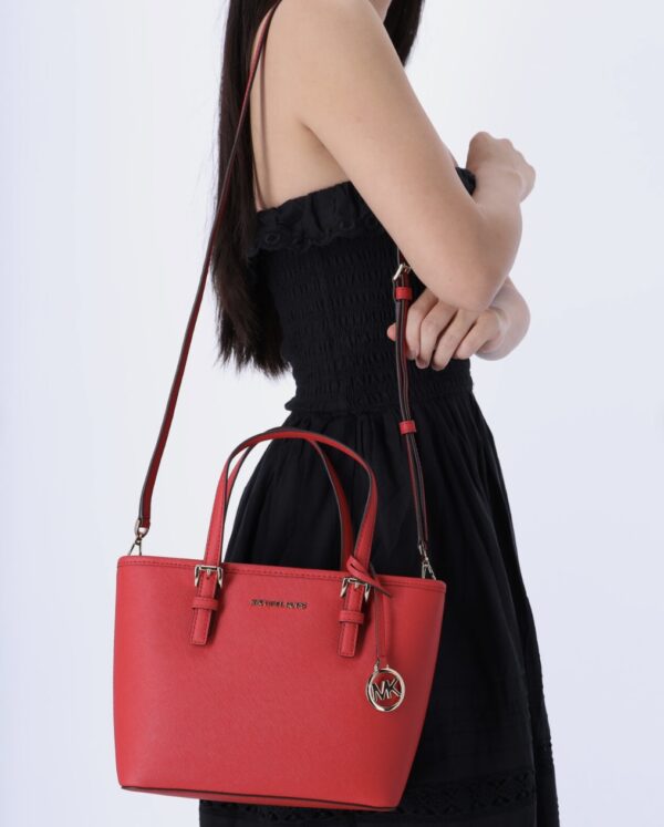 Michael Kors Jet Set Small XS Carryall Convertible Tote Crossbody In Bright Red - Image 3