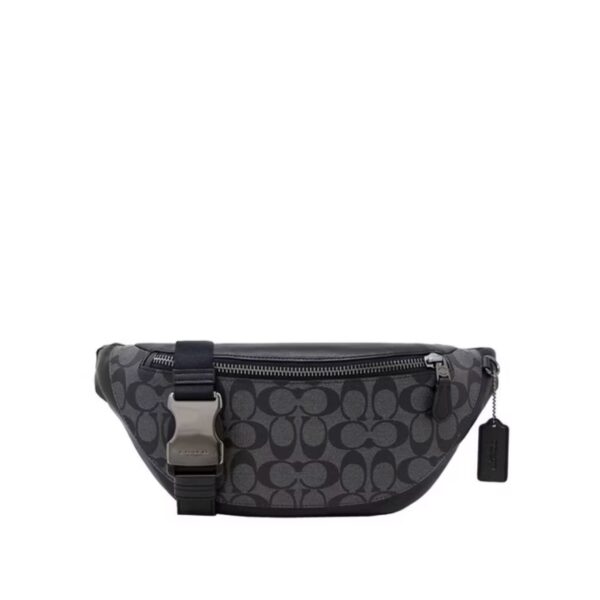 ￼Coach Warren Belt Bag In Blocked Signature Canvas In Black