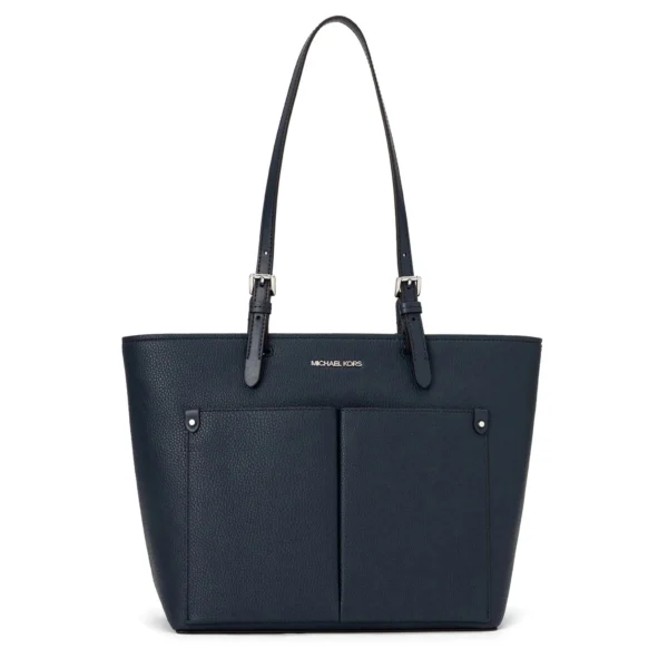 Michael Kors Jet Set Travel Leather Medium Double Pocket Tote In Black
