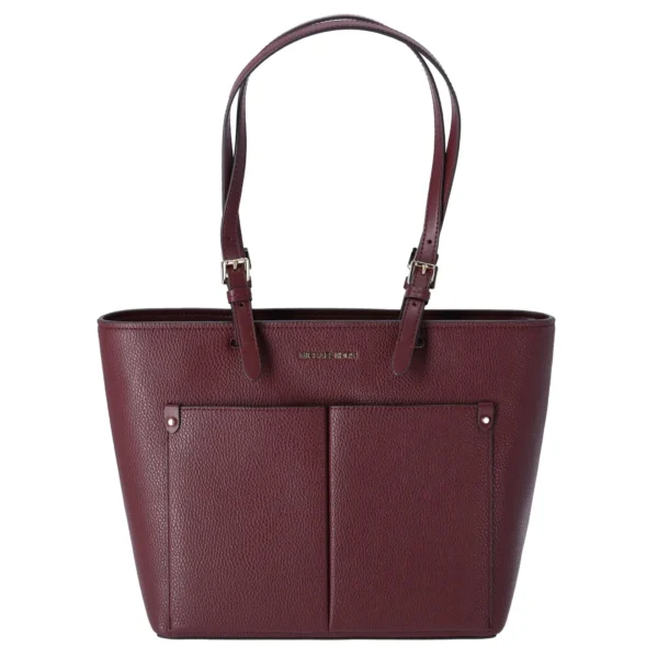Michael Kors Jet Set Travel Leather Medium Double Pocket Tote In Oxblood