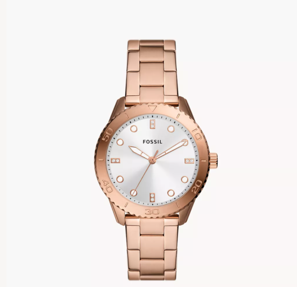 Fossil Dayle Three-Hand Rose Gold-Tone Stainless Steel Women Watch - BQ3886