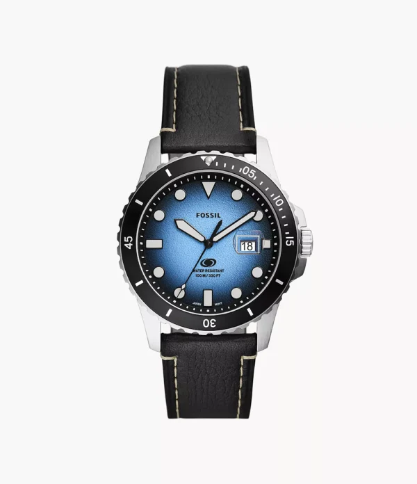 Fossil Blue Three-Hand Date Black Eco Leather Watch - FS5960