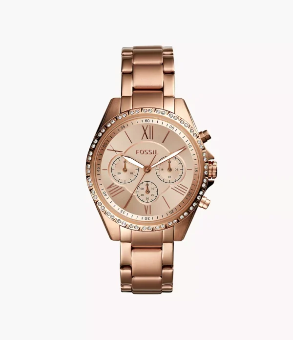 Fossil Modern Courier Chronograph Rose Gold-Tone Stainless Steel Watch -BQ3377