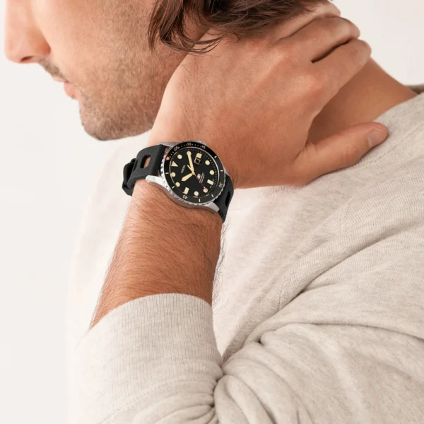 Fossil Blue Three-Hand Date Black Silicone Watch - FS5947 - Image 3