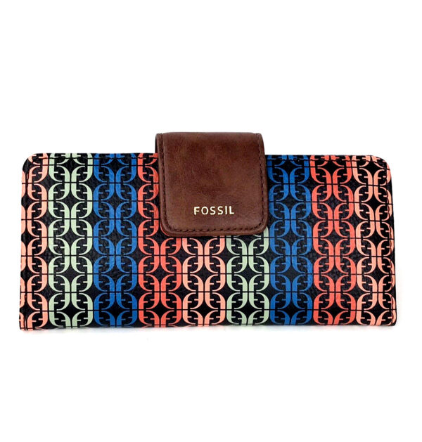 Fossil Women's Clutch Wallet Multicolor Slim Vegan Leather