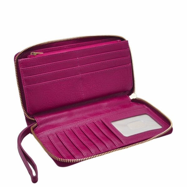 Fossil Women's Liza Magenta Leather Zip Clutch - Image 2
