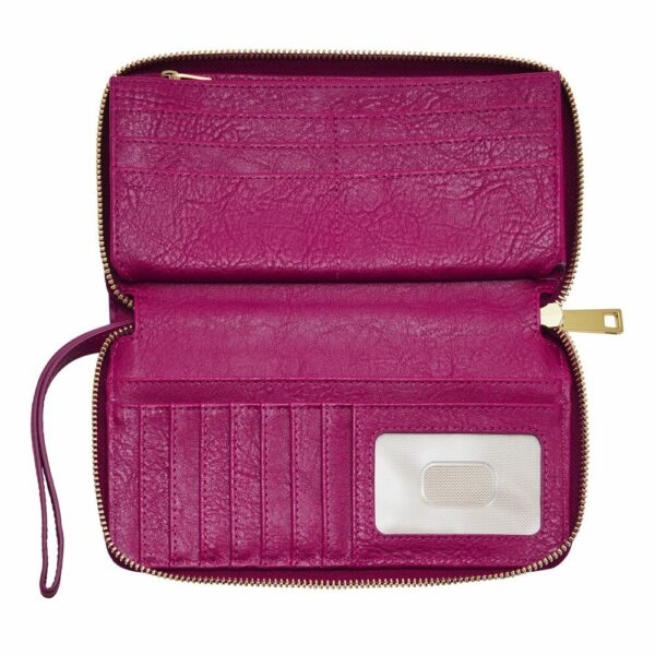 Fossil Women's Liza Magenta Leather Zip Clutch - Image 3